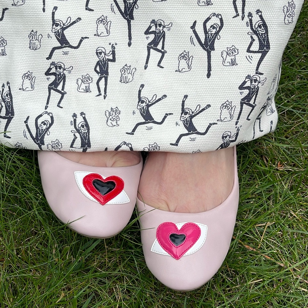 Karl Lagerfeld Pink Ballet l Slippers with Pouch